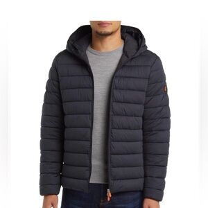 Save The Duck Mens Lexis Hooded Puffer Jacket Black- Size XXL 2XL